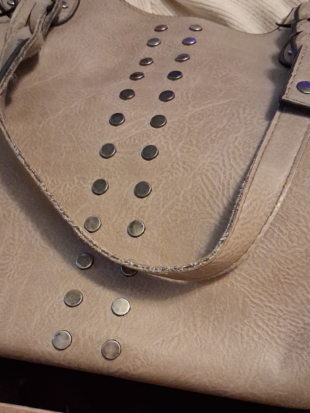 Source Unknown Taupe Studded Hobo Shoulder Bag
